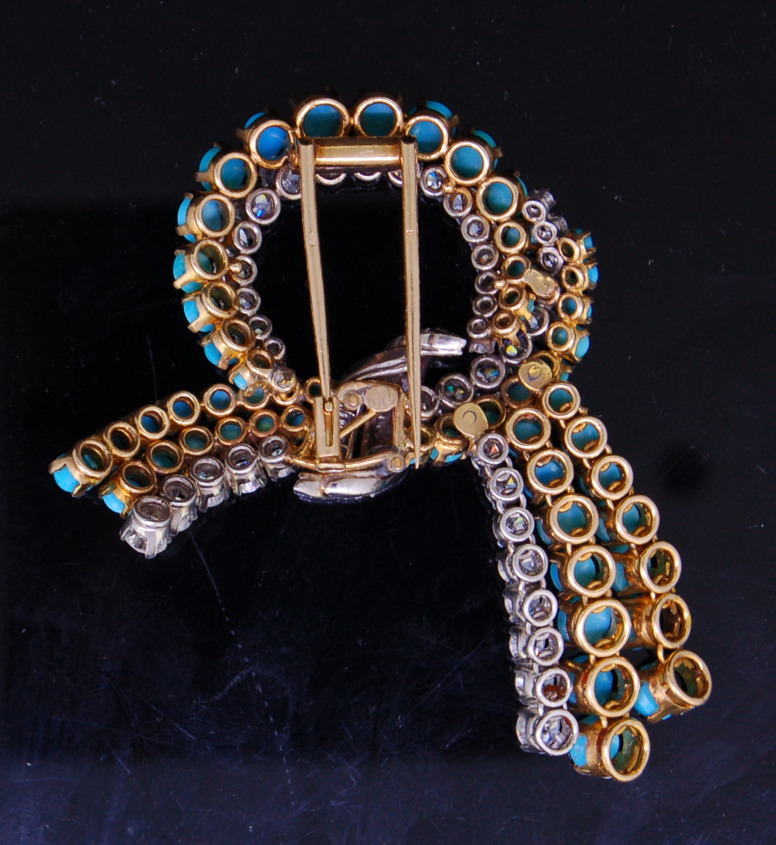 TURQUOISE AND DIAMOND KNOTTED BOW BROOCH - Image 2 of 3