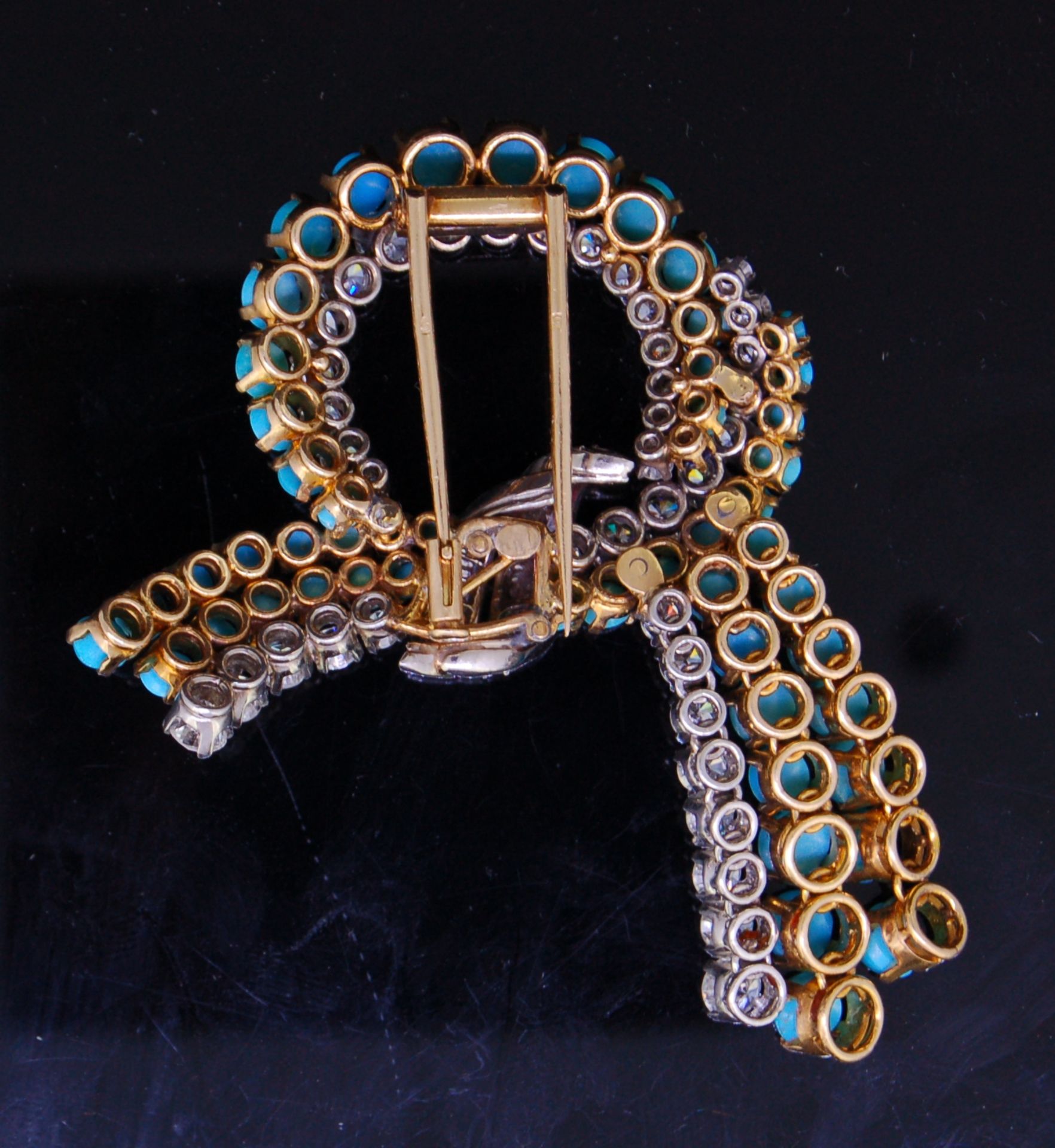 TURQUOISE AND DIAMOND KNOTTED BOW BROOCH - Bild 2 aus 3
