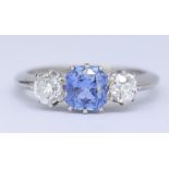 SAPPHIRE AND DIAMOND 3-STONE RING