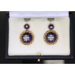 ANTIQUE PAIR OF DIAMOND AND ENAMEL EARRINGS