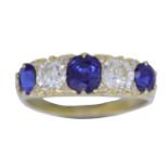 SAPPHIRE AND DIAMOND 5-STONE RING