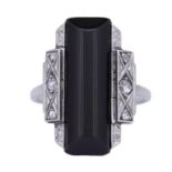 ART-DECO ONYX AND DIAMOND RING