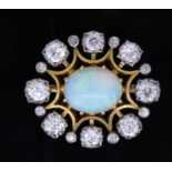 ANTIQUE OPAL AND DIAMOND BROOCH