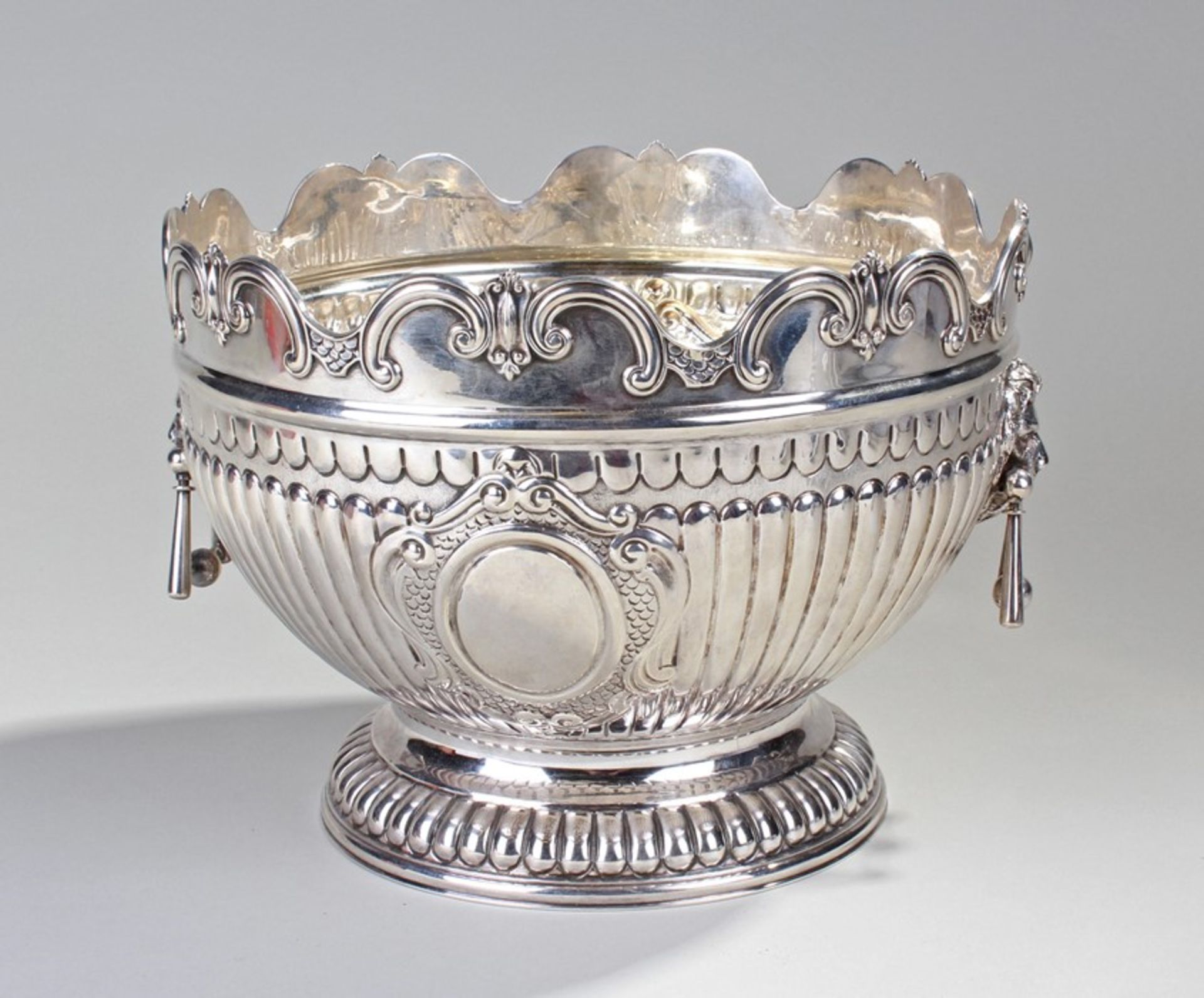 Victorian silver monteith punch bowl