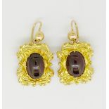 ANTIQUE VICTORIA PAIR OF GARNET DROP EARRINGS