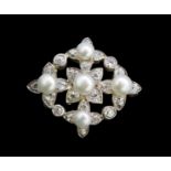 ANTIQUE PEARL AND DIAMOND BROOCH