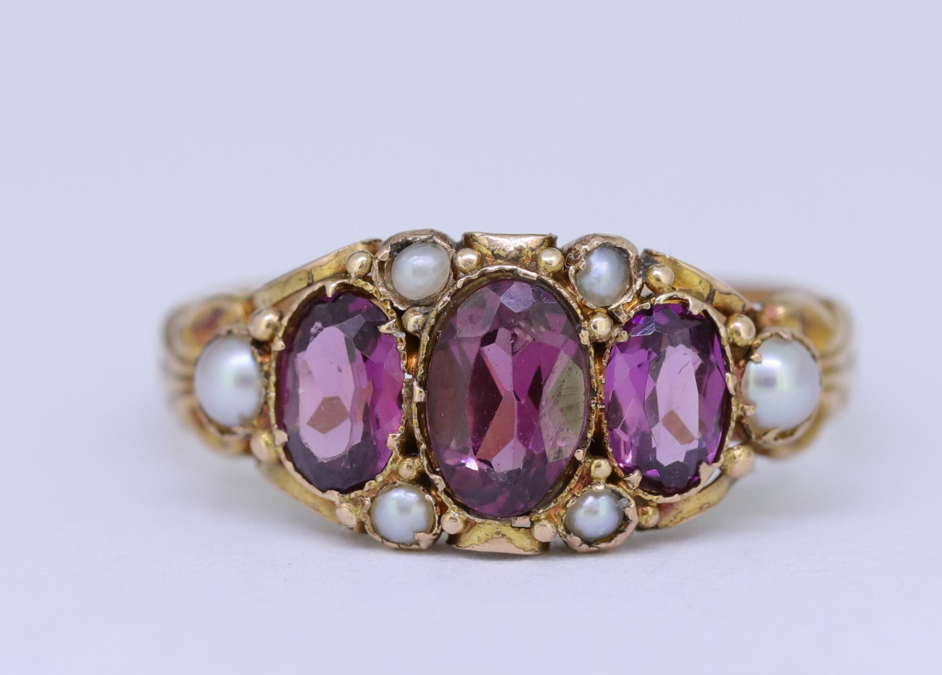 ANTIQUE AMETHYST AND PEARL RING
