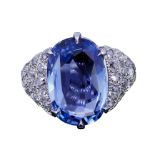 IMPORTANT 8.46 ct. CEYLON SAPPHIRE AND DIAMOND RING