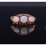 ANTIQUE OPAL AND RUBY RING