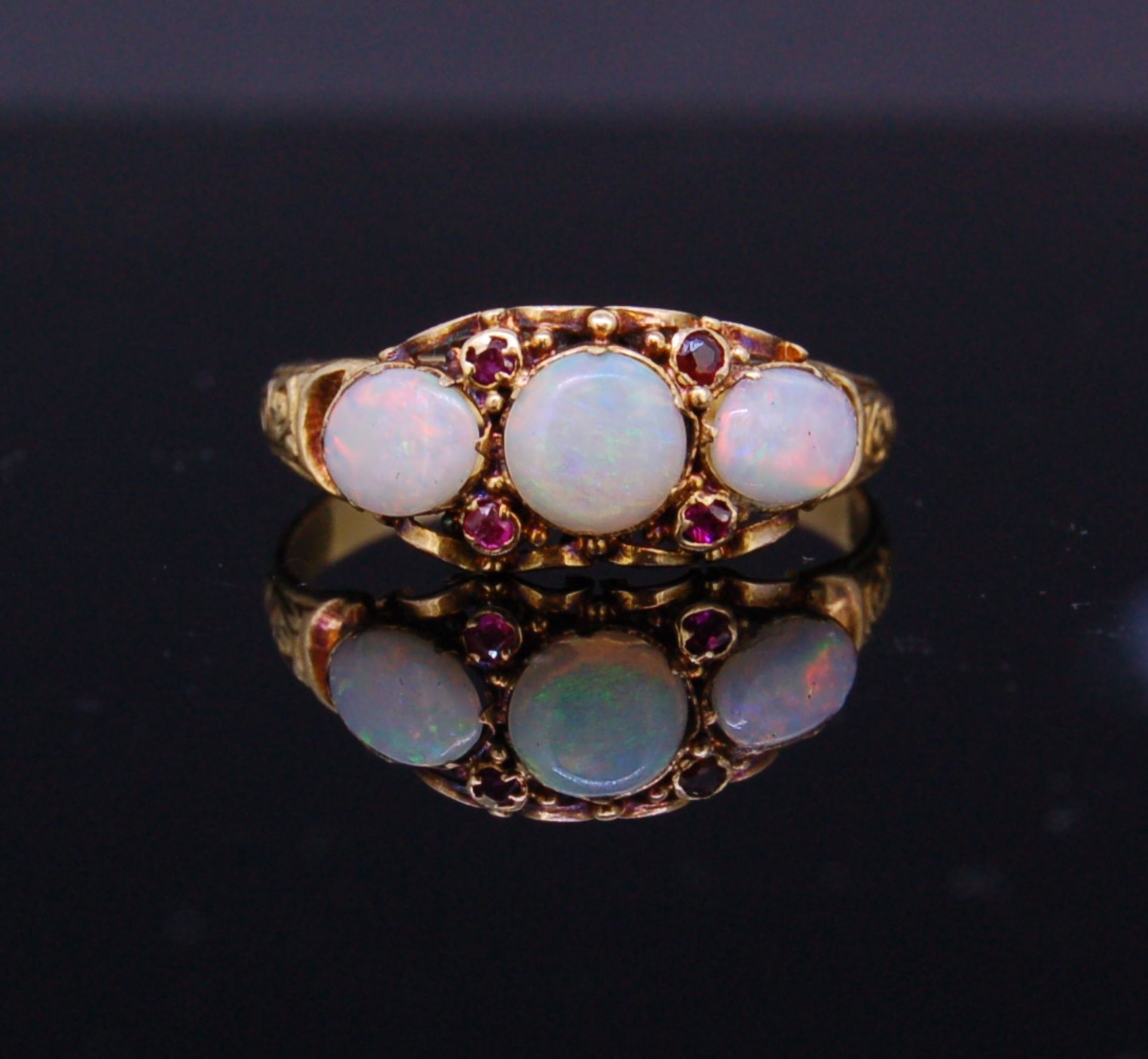 ANTIQUE OPAL AND RUBY RING