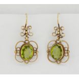 ANTIQUE PAIR OF PERIDOT DROP EARRINGS