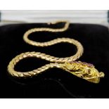 IMPORTANT ANTIQUE VICTORIAN RUBY SNAKE NECKLACE