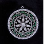 DIAMOND AND ENAMEL BROOCH/PENDANT