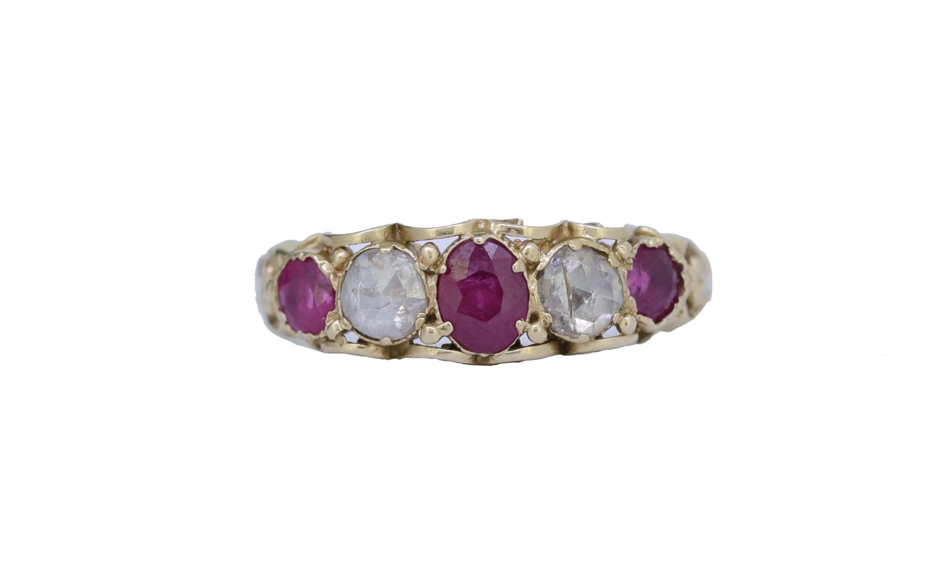 RUBY AND DIAMOND 5-STONE RING