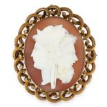 ANTIQUE CAMEO BROOCH 'HERCULES AND OMPHALE'