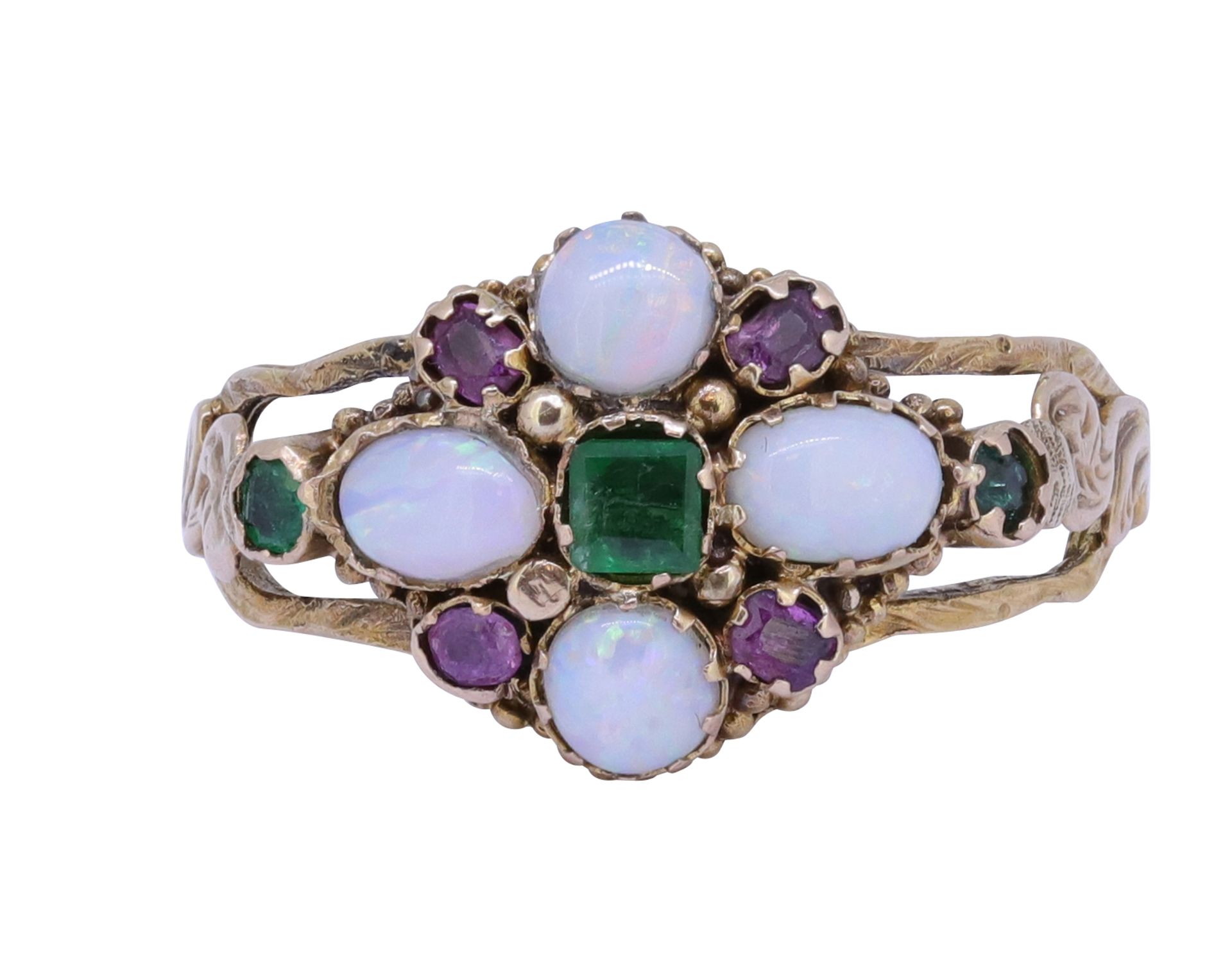 ANTIQUE OPAL AND GEMSTONE RING