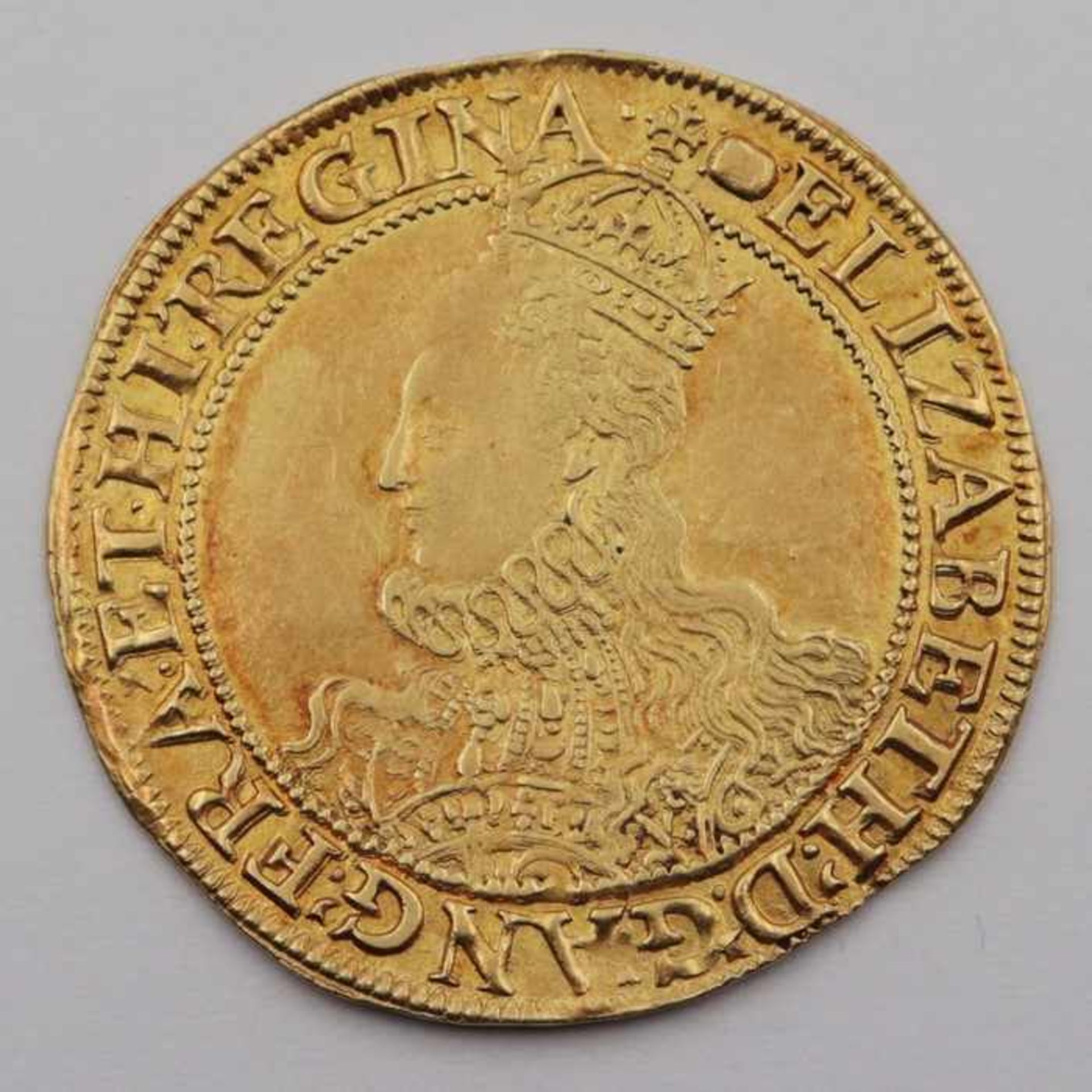 Goldmünze - EnglandElisabeth I 1558 - 1603, Gold Pound, o.J., Gewicht ca. 11.20 g, D .ca.37,5 mm,