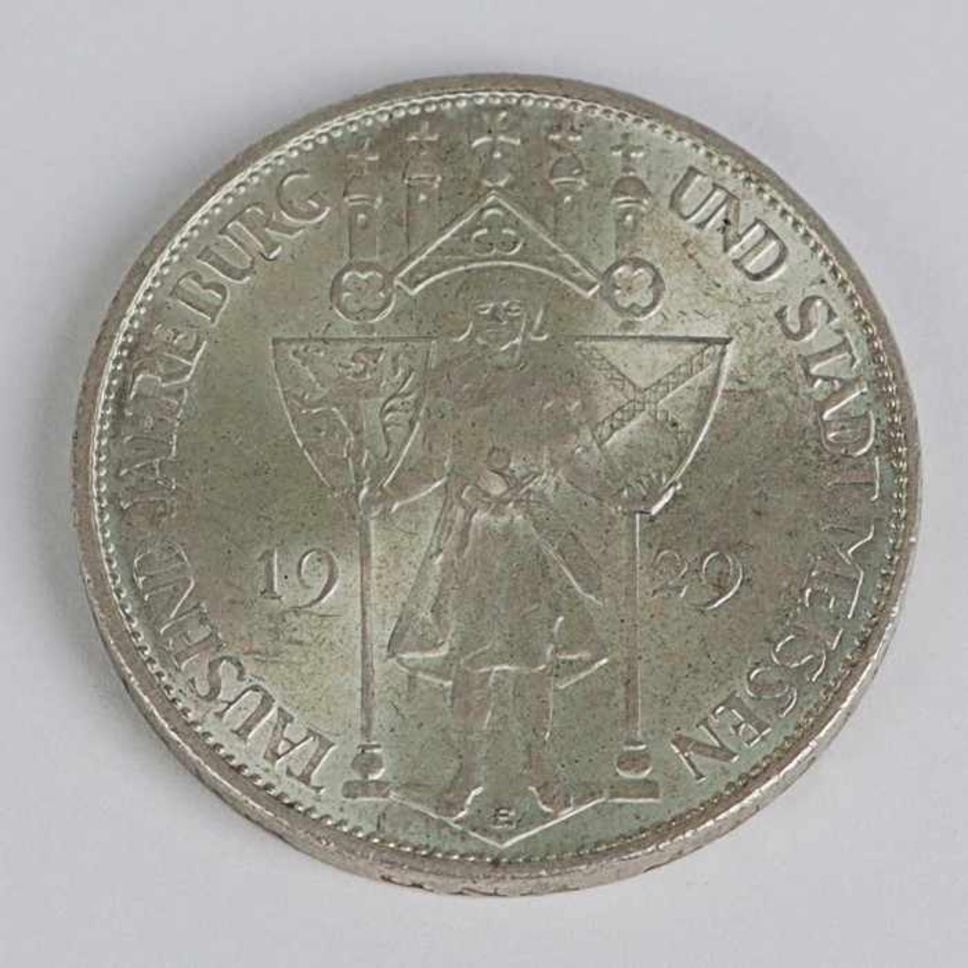 Deutsches ReichSilbermünze, 3 Reichsmark 1929E,Tausend Jahre Burg und Stadt Meissen, ss- vz, Patina- - Image 2 of 2