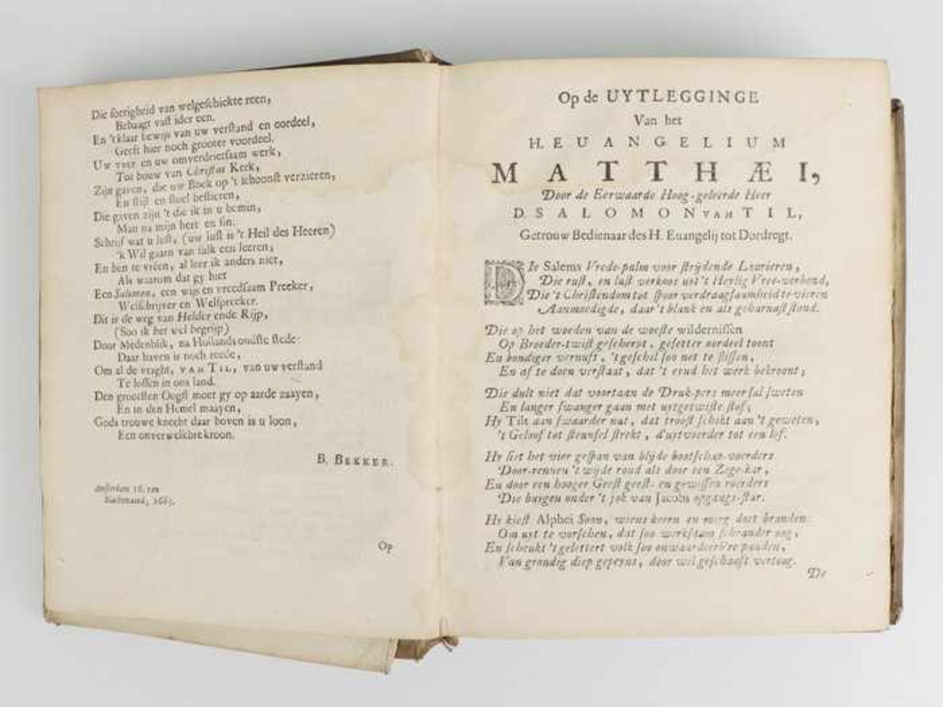 Til, Salomon van"Het Euangelium des H. Apostels Matthaei", Dodrecht Dirk Goris 1703, 4. Aufl., 5 - Bild 2 aus 4