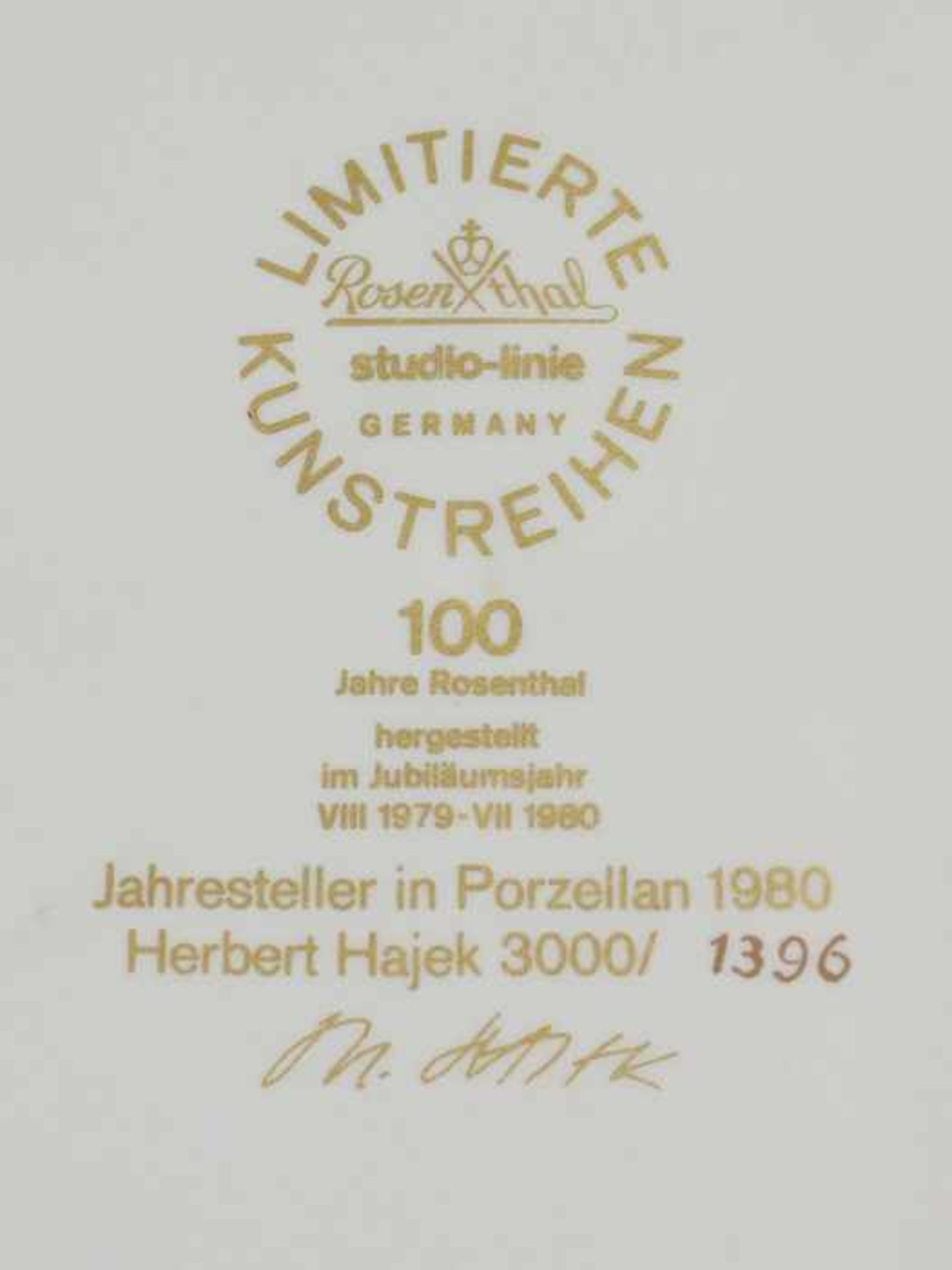 Rosenthal - Jahresteller1979-80, goldene Stempelmarke, studio-linie, Entw. Otto Herbert Hajek (* - Bild 3 aus 3