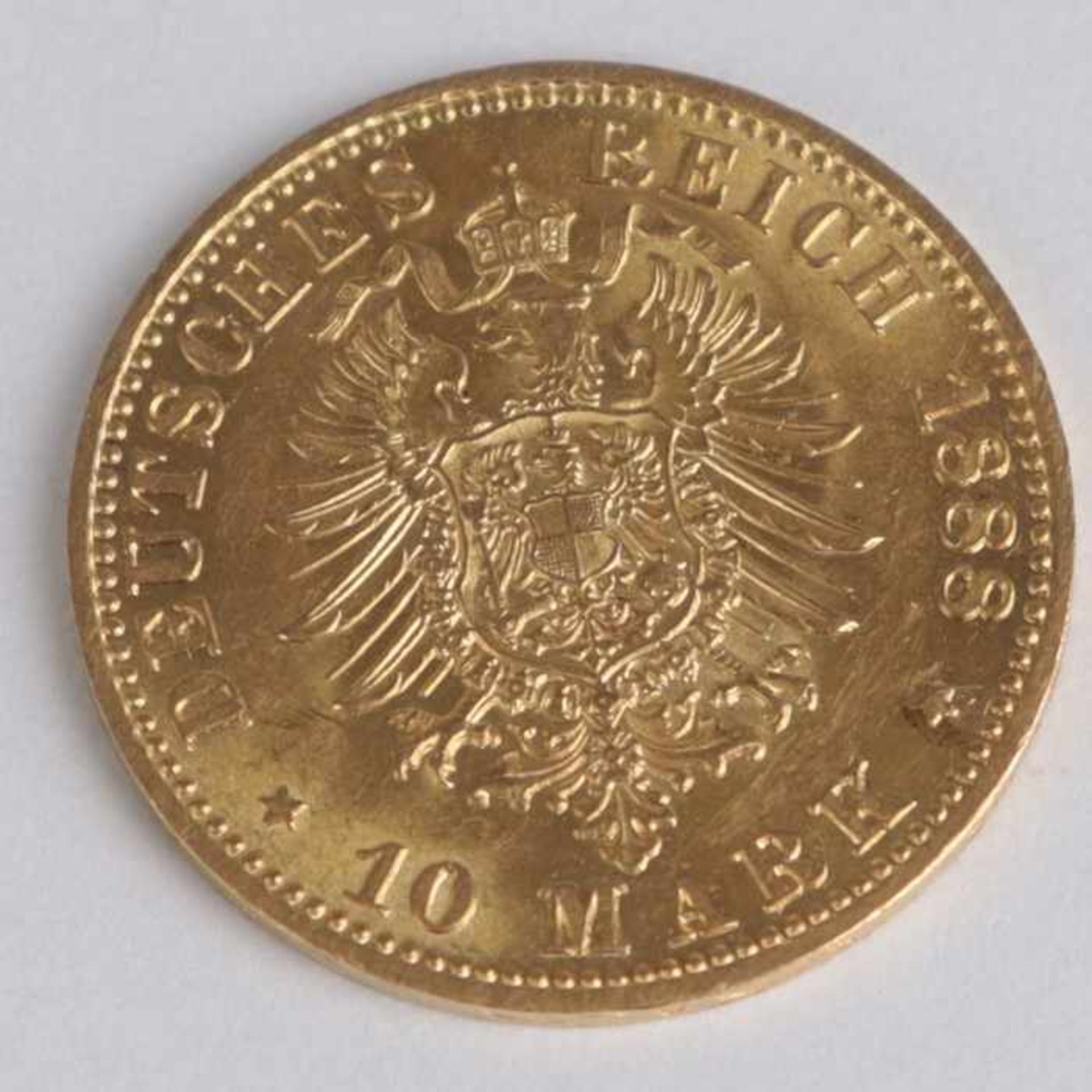 Goldmünze Preussen - 10 MarkFriedrich Deutscher Kaiser König v. Preussen, Deutsches Reich,1888/A, - Image 2 of 2