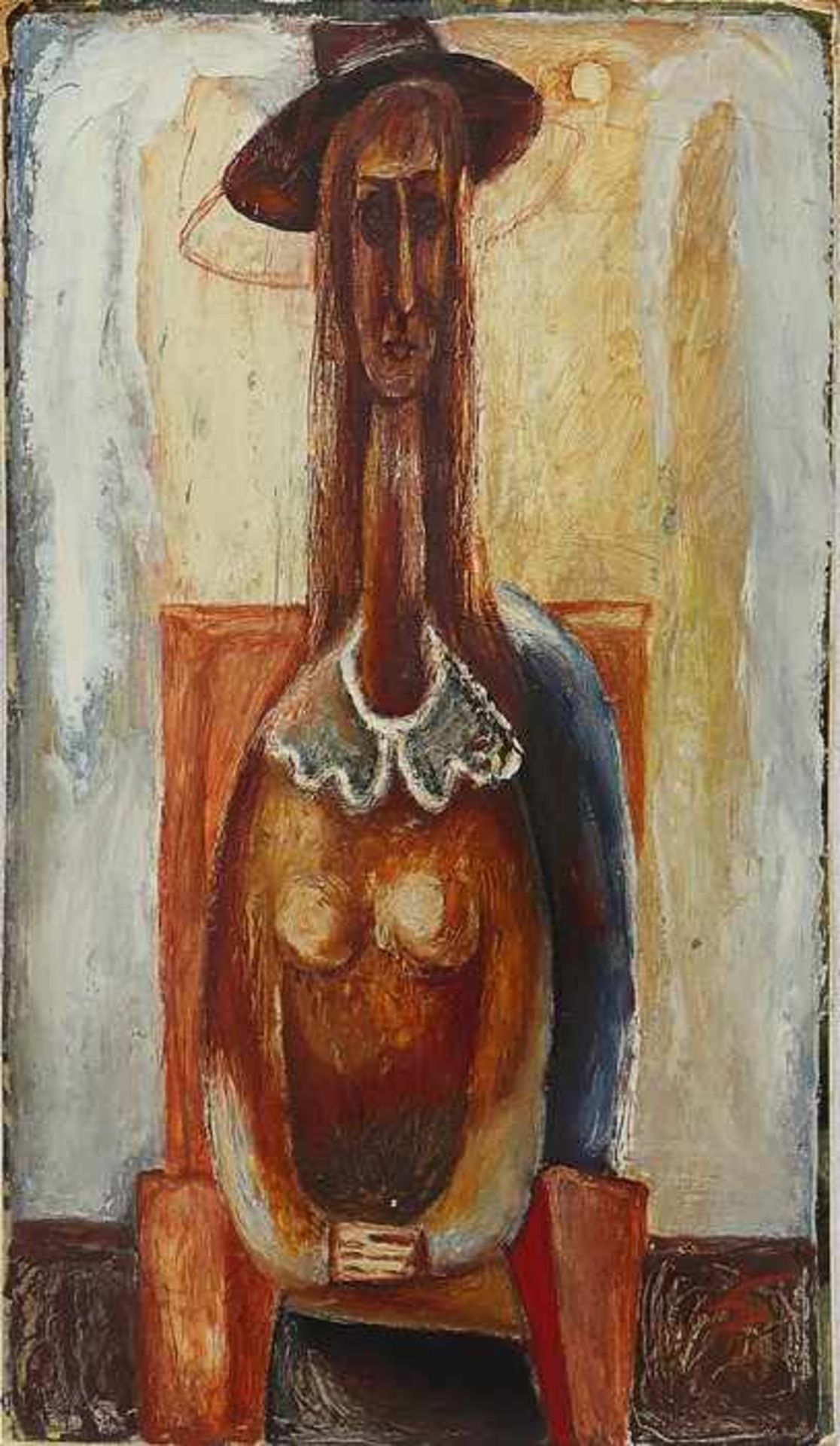 Kondratjew, Dmitrij S.1928-2008 Sibirien/Welikij Nowgorod, russischer Künstler, "Frauenakt auf dem