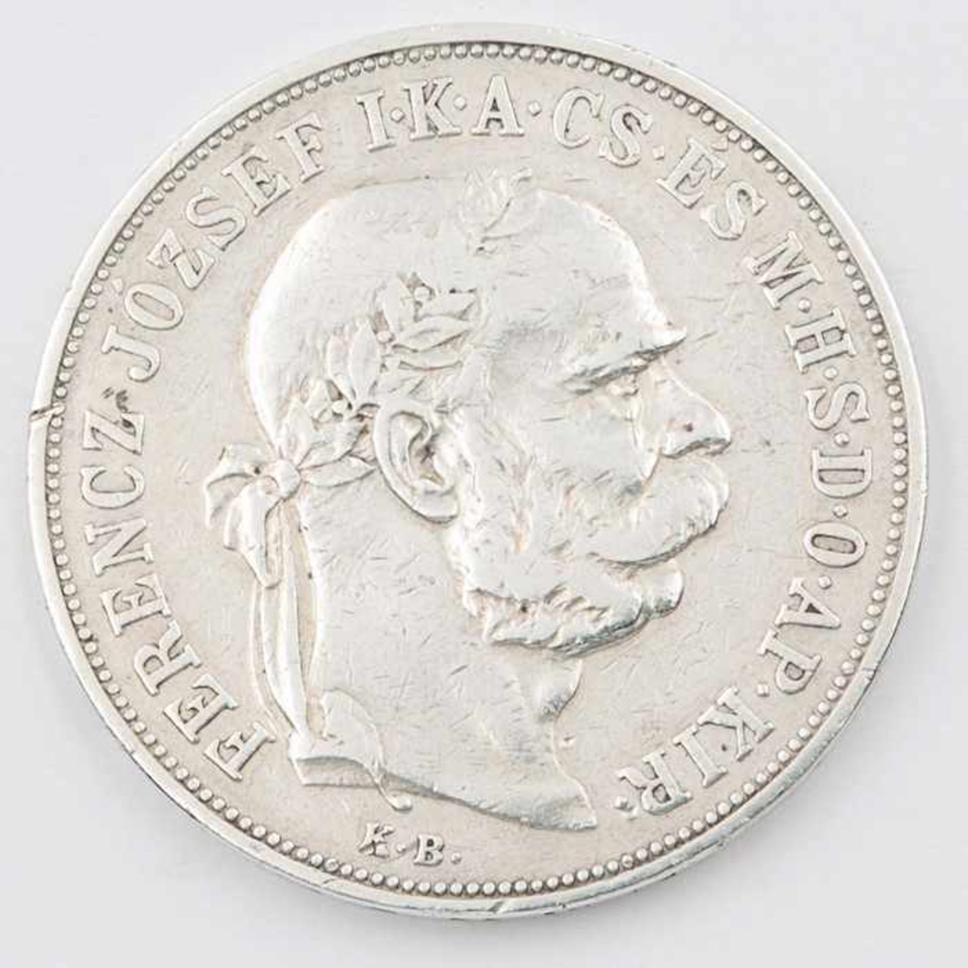 Münze - Österreich-UngarnSi, 5 Kronen, 1900, av. Franz Joseph I., G ca. 23, D ca. 3,5cm, ss- - -20.