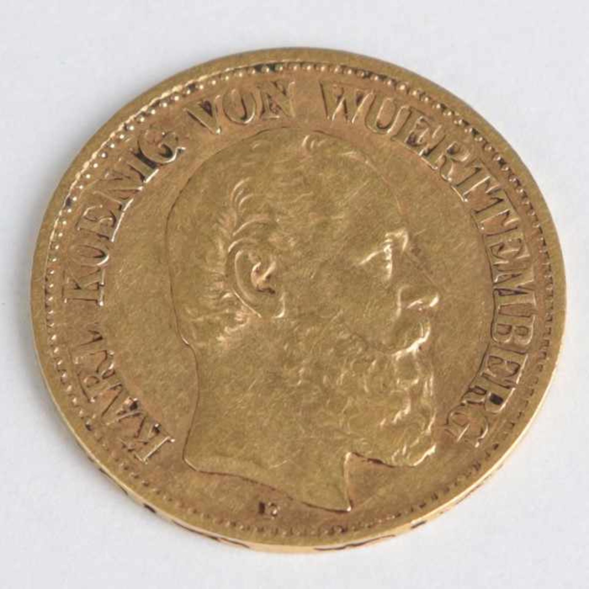 Goldmünze Württemberg - 10 MarkKarl Koenig von Wuerttemberg, Deutsches Reich, 1888/F, G 3,94g- - -