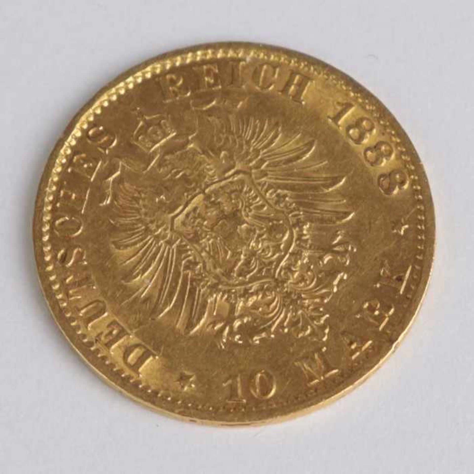 Goldmünze Hamburg - 10 MarkFreie und Hansestadt Hamburg, Deutsches Reich,1888/J, G 3.94g, ss- - - - Bild 2 aus 2