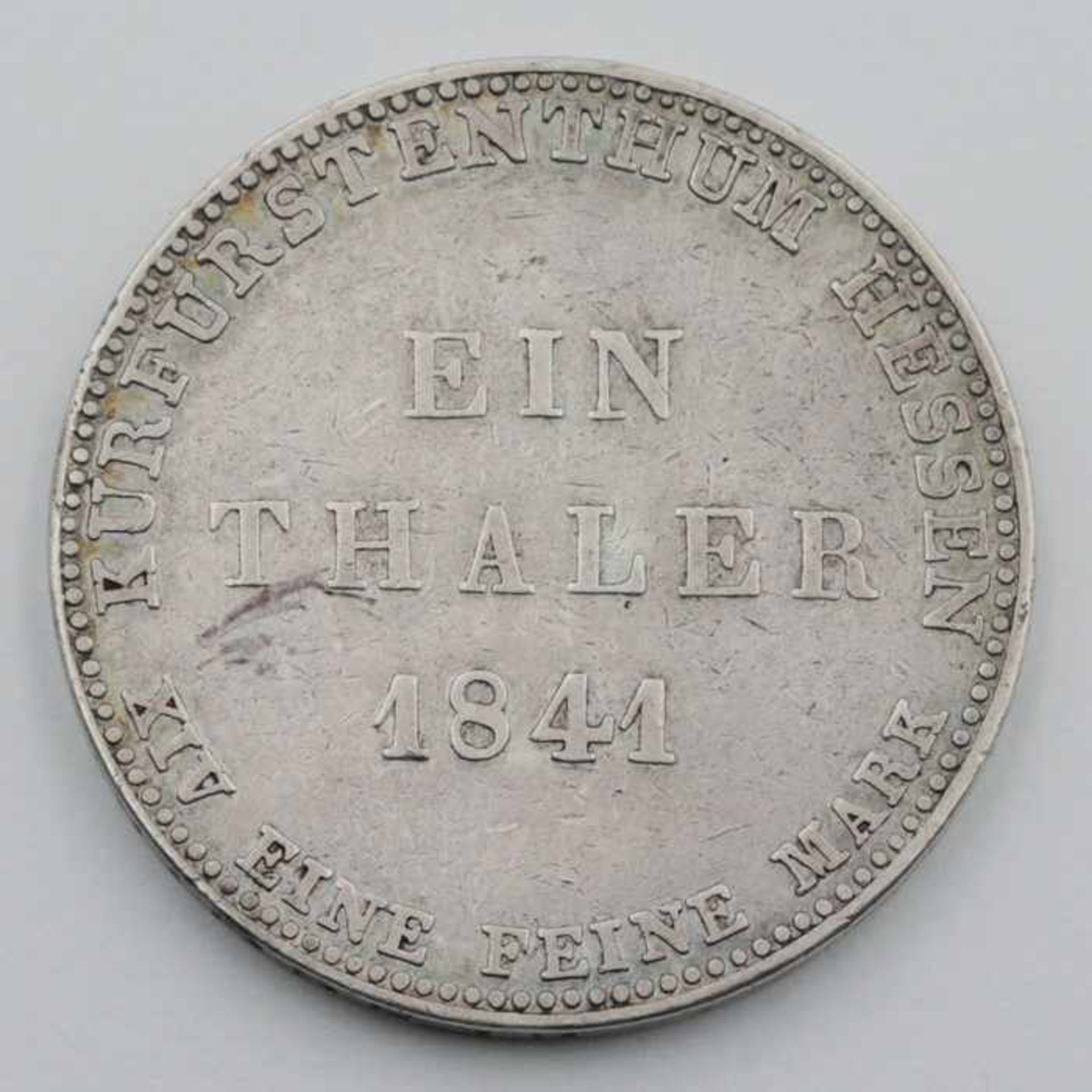 HessenSilbermünze, 1 Taler, 1841, Kurfürstentum Hessen, Wilhelm II. u. Friedrich Wilhelm, ss, - Bild 2 aus 2