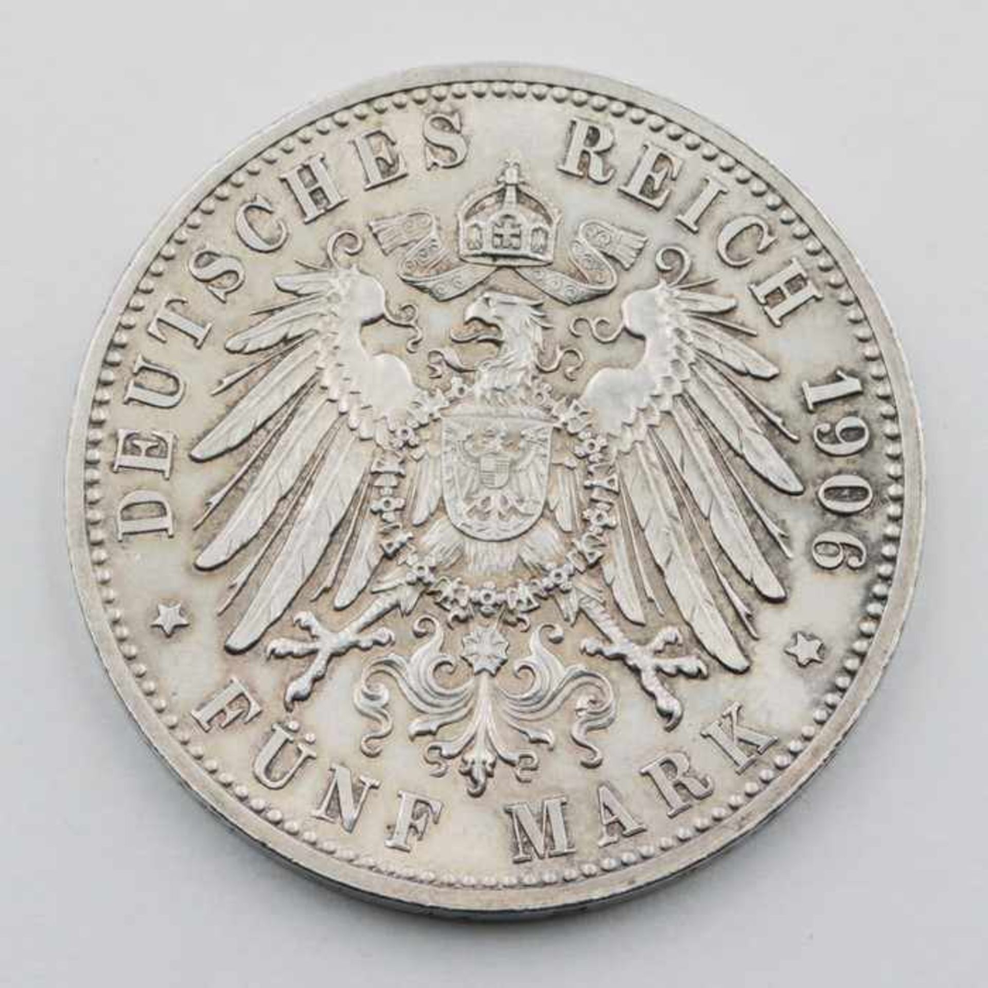Deutsches ReichSilbermünze, 5 Mark 1906. Friedrich u. Luise von Baden.ss-vz, Patina- - -20.00 % - Bild 2 aus 2