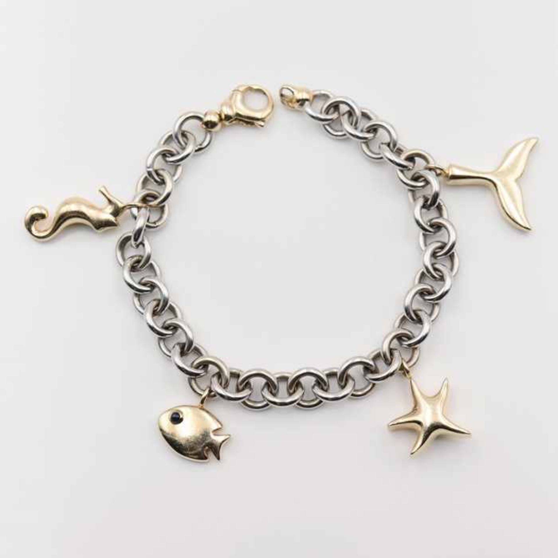 Cetas - ArmbandGG/WG 585, mit Meerestieren - Charms, Lca.19,5cm, Gca.22,18g- - -20.00 % buyer's