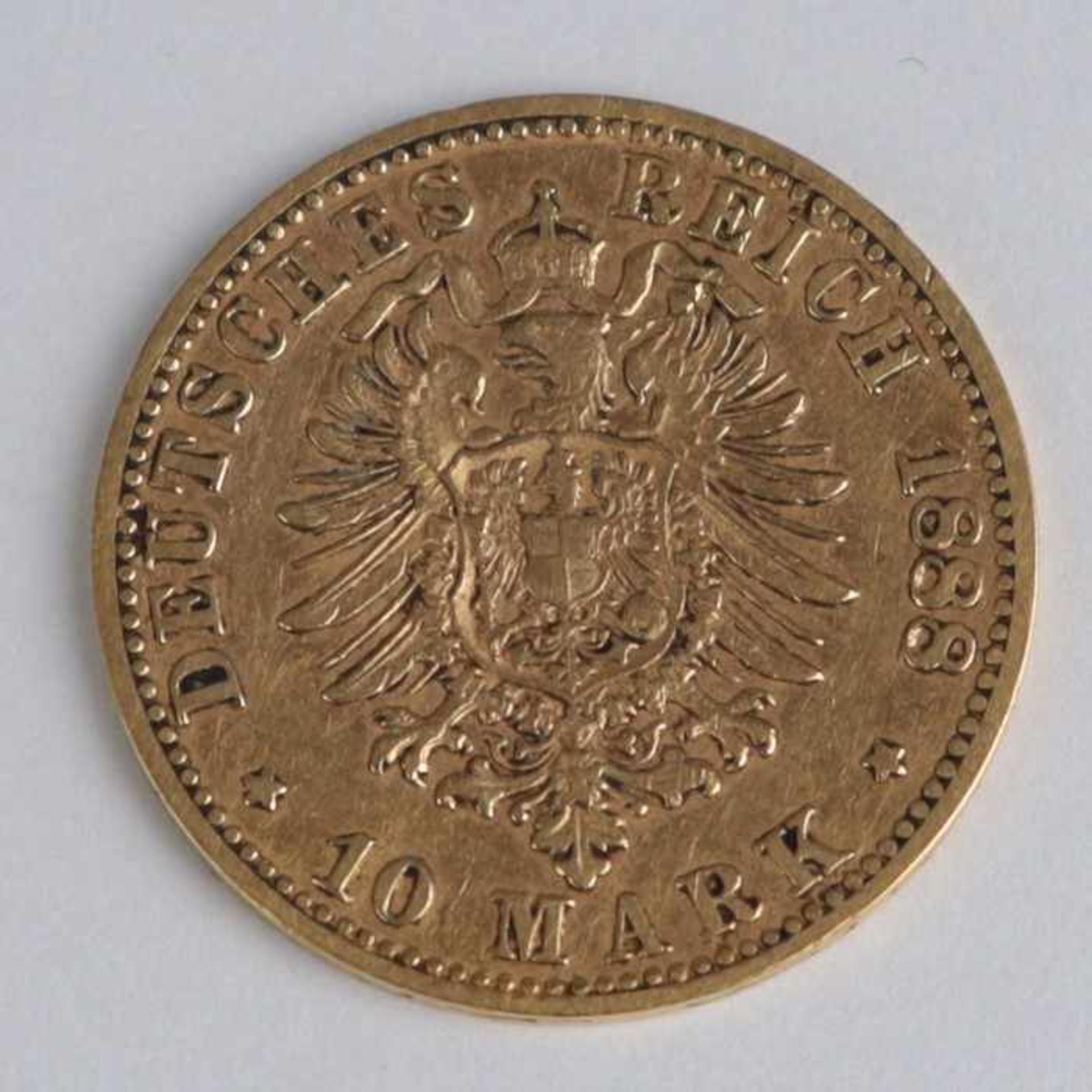 Goldmünze Bayern - 10 MarkOtto Koenig von Bayern, Deutsches Reich, 1888/D, G 3,93 g, ss- - -20. - Bild 2 aus 2