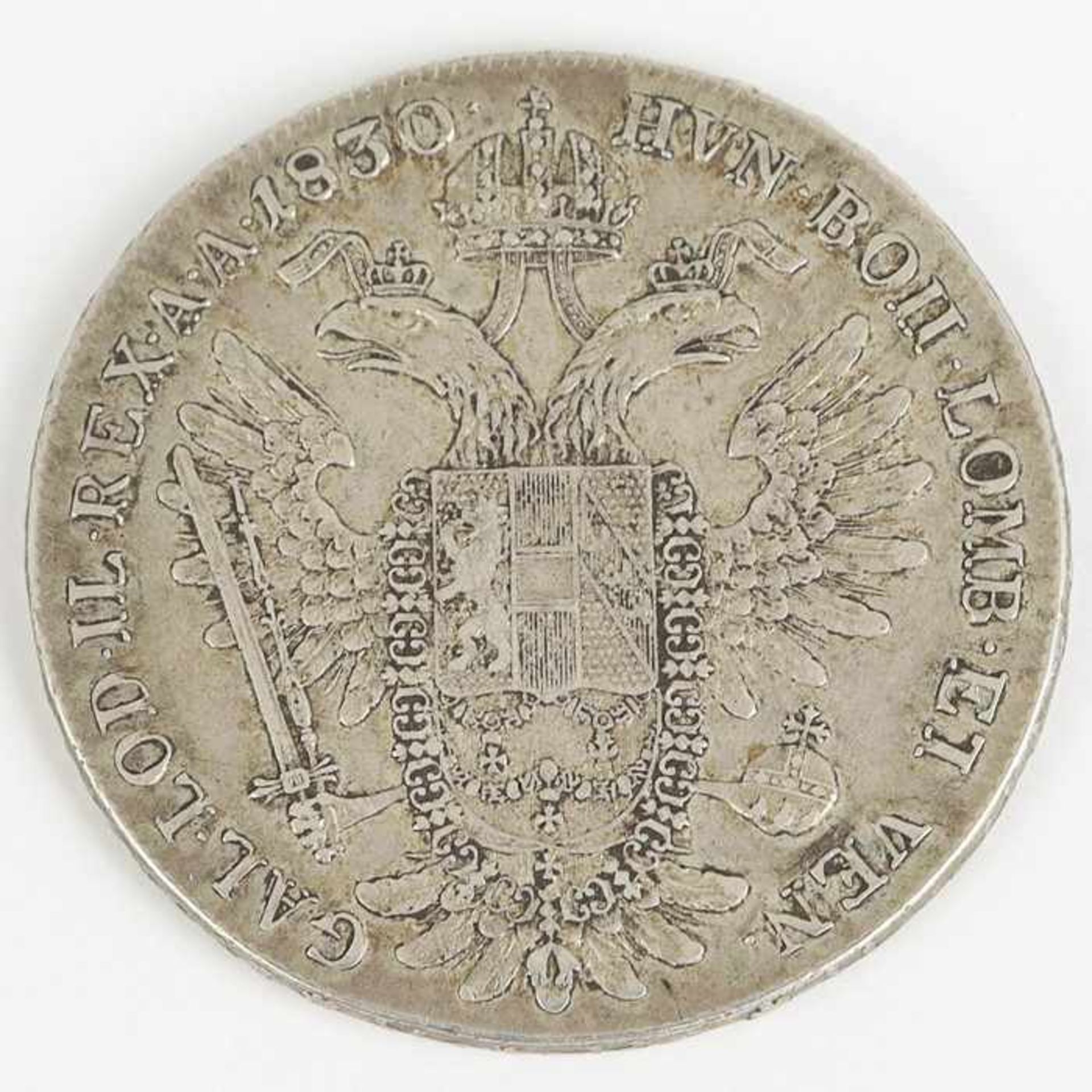 ÖsterreichSilbermünze, 1 Taler 1830, /A, Franz I, Brustbild/ Wappen, ss, Patina, Kratzer- - -20.00 % - Bild 2 aus 2