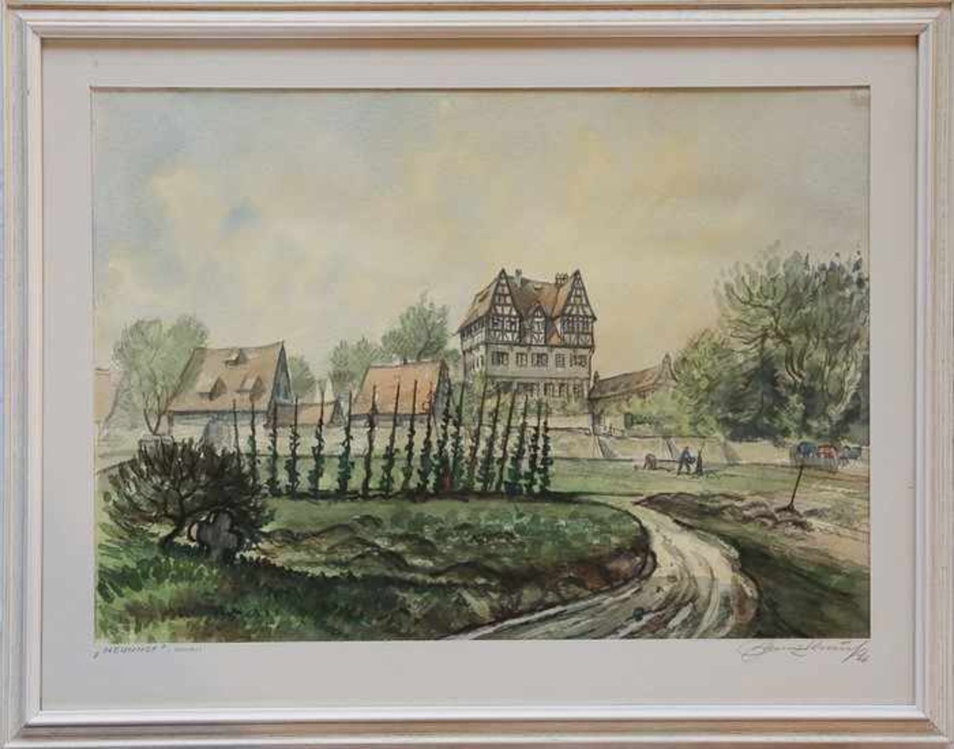 Krauss, Franz1889 Köln - 1982 Aachen, bez. "Neunhof (Schloss)", Aquarell, re. un. sign. u. dat.