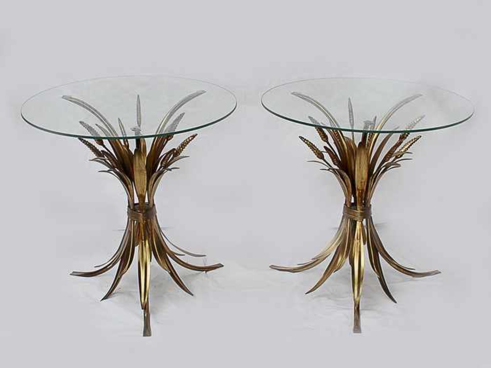 "Sheaf of Wheat" Tische - PendantMetall, goldfarben, Glas, Stand in Form von Ährengarben, runde