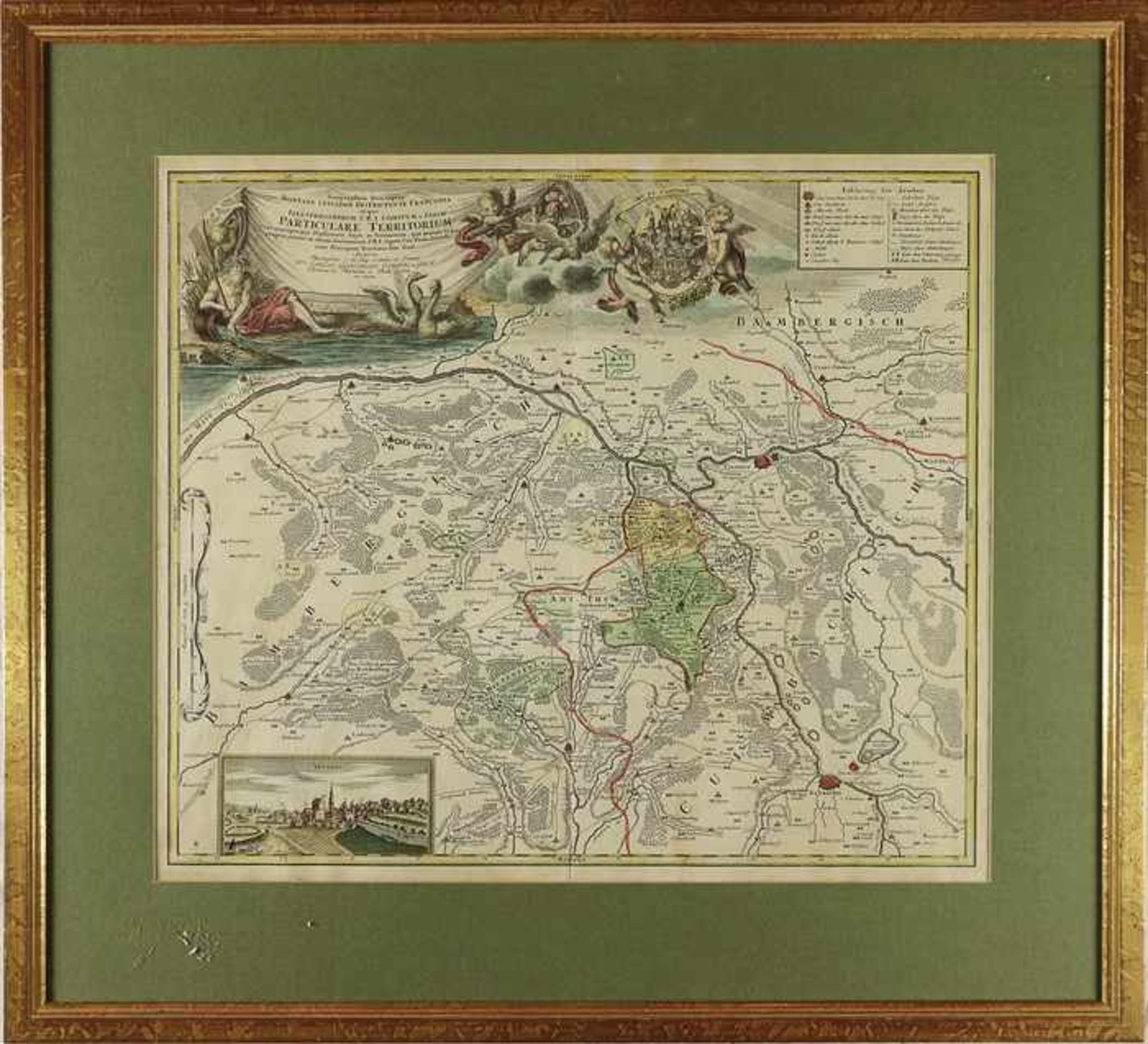 Homann - Frankenum 1720, "Geographica Discriptio...Particulare Territorium...", Kupferstichkarte,