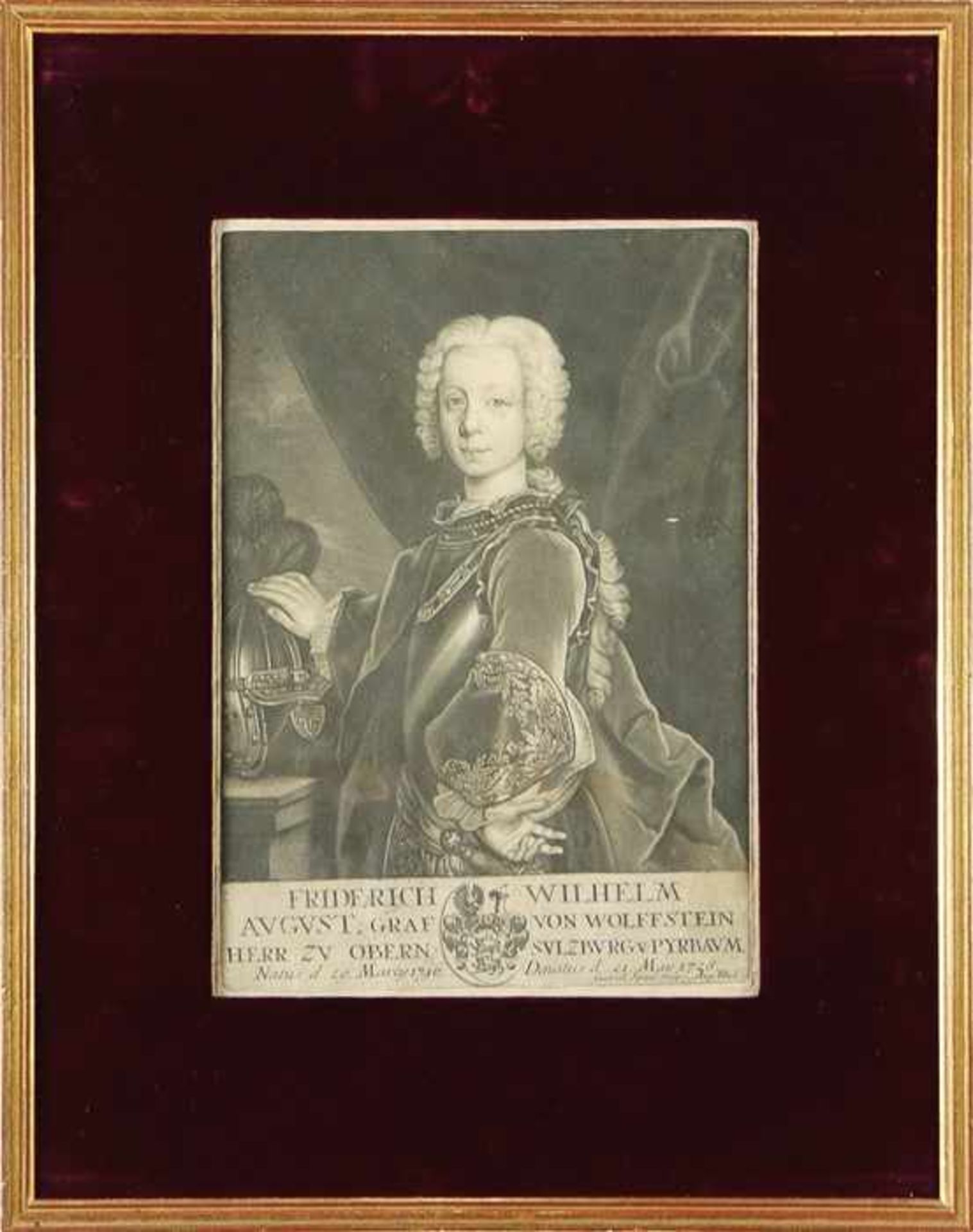 Spizel, Gabriel18. Jh., Augsburg, Knaben-Portrait von Friedrich Wilhelm August, Graf von Wolffstein,