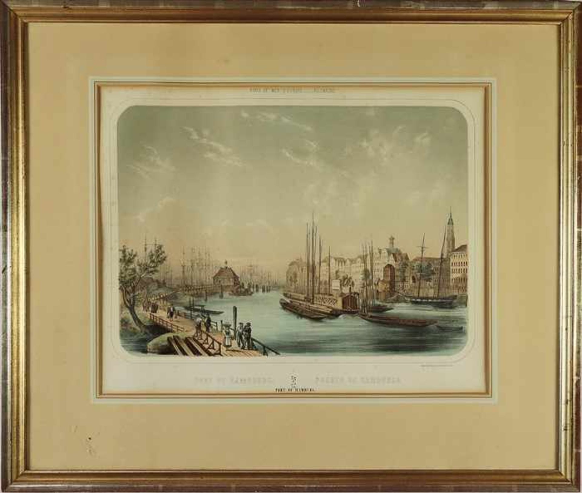 Hamburg - Port de HambourgAltkol. Lithographie v. Chapuy und F. Courtin aus: Ports de Mer D'