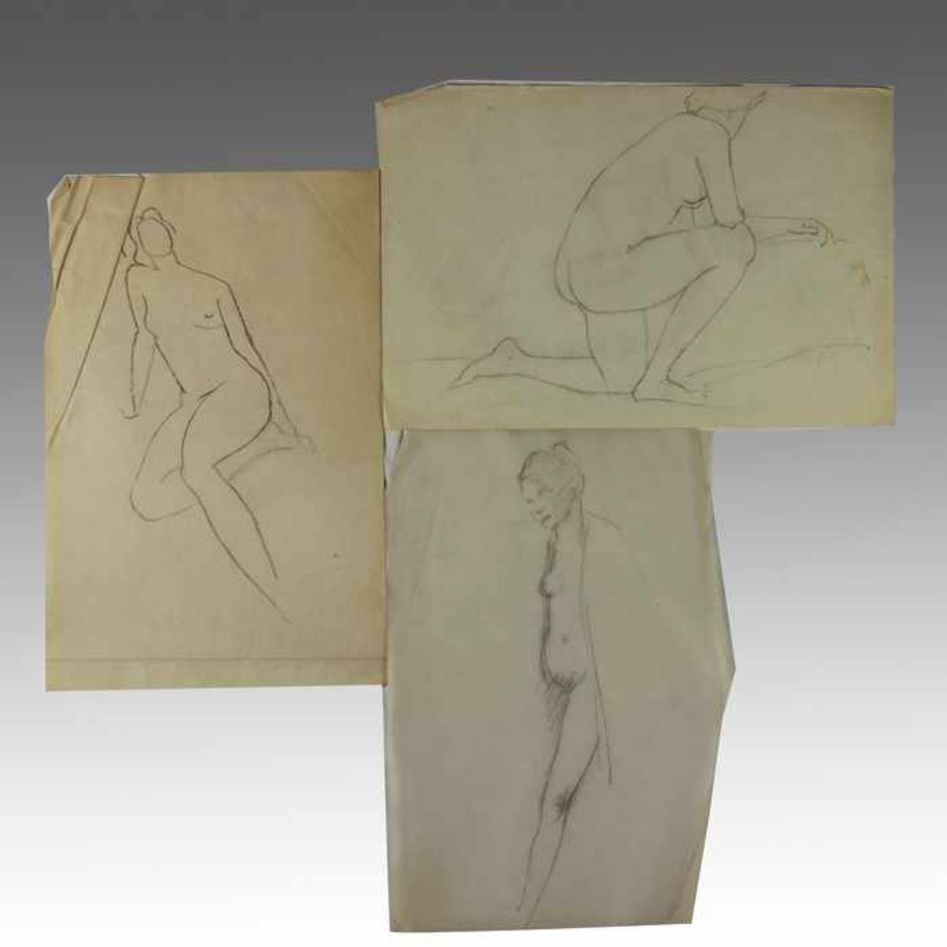 Hemmerlein, Karl7 Zeichnungen, Skizzen/Studien, Frauenakte in unterschiedlichen Haltungen, - Bild 2 aus 2
