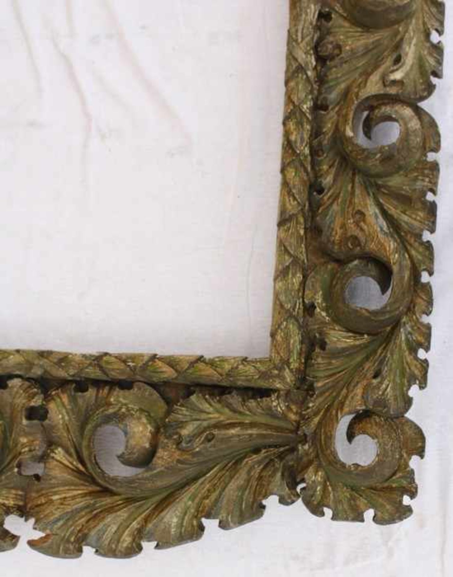 Barock - Prunkrahmen18.Jh., Holz, geschnitzt, vergoldet, rechteckige Form, große Akantusblattranken, - Bild 4 aus 9