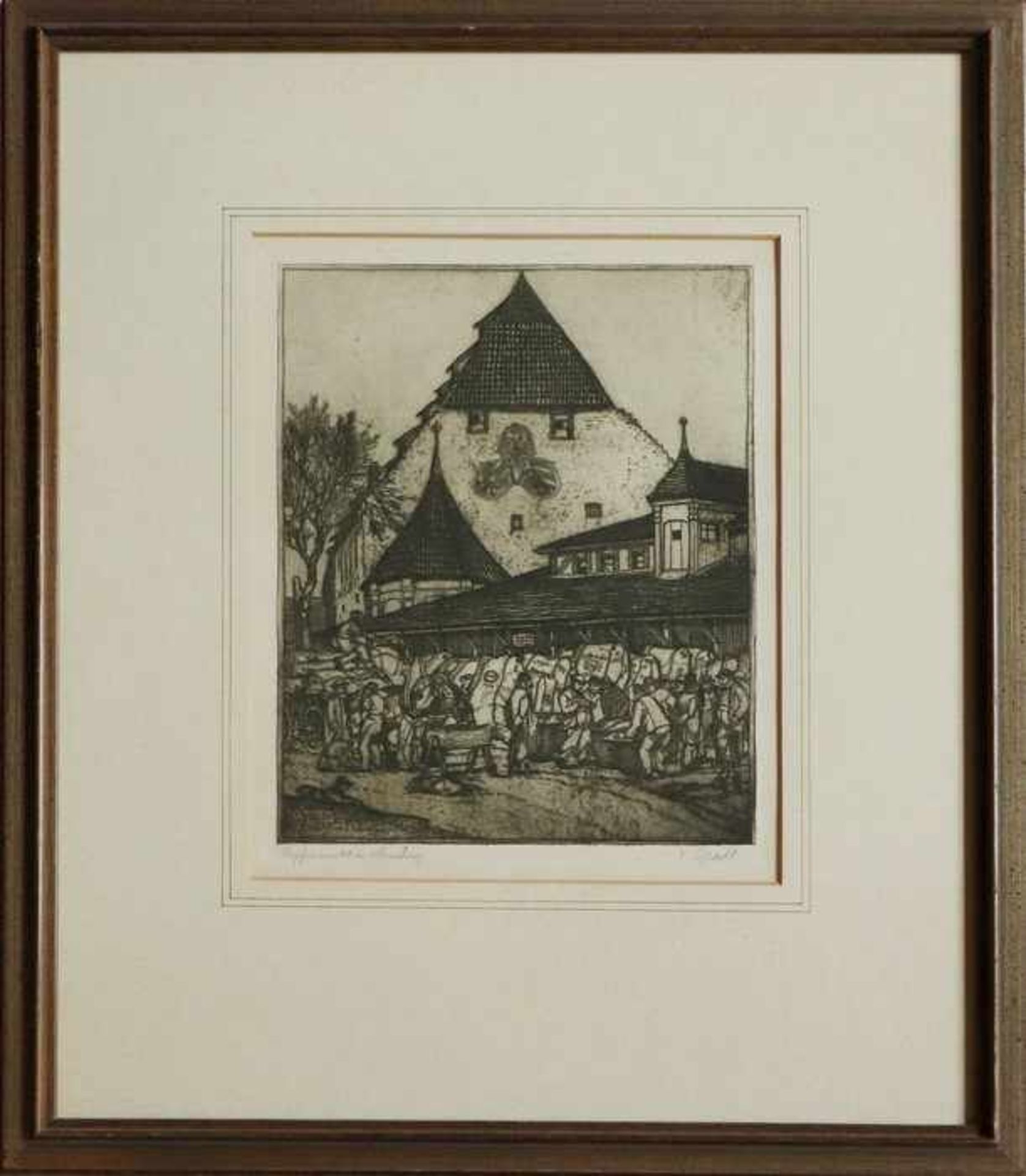 Gradl, Prof. Hermann1883 Marktheidenfeld - 1964 Nürnberg, bez. "Hopfenmarkt zu Nürnberg", Radierung,