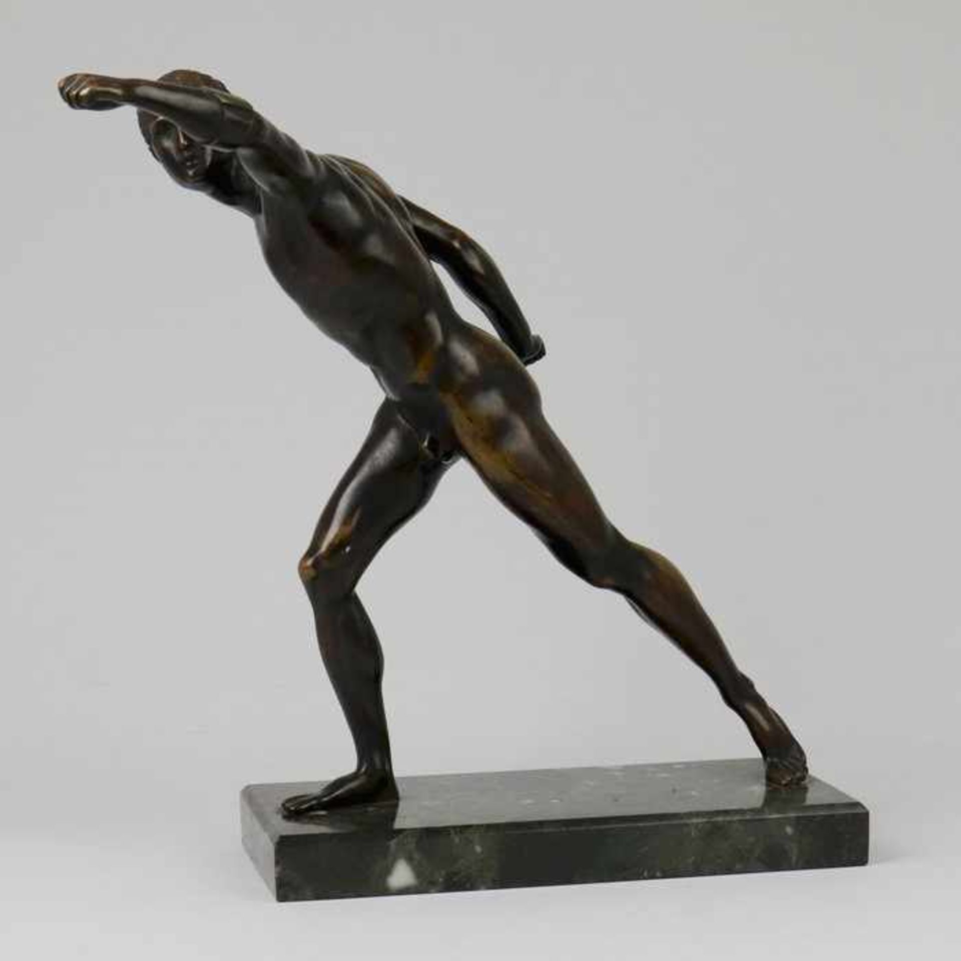 Skulpturum 1900, Bronze, patiniert, Borghesischer Fechter, vollplastischer Männerakt m.