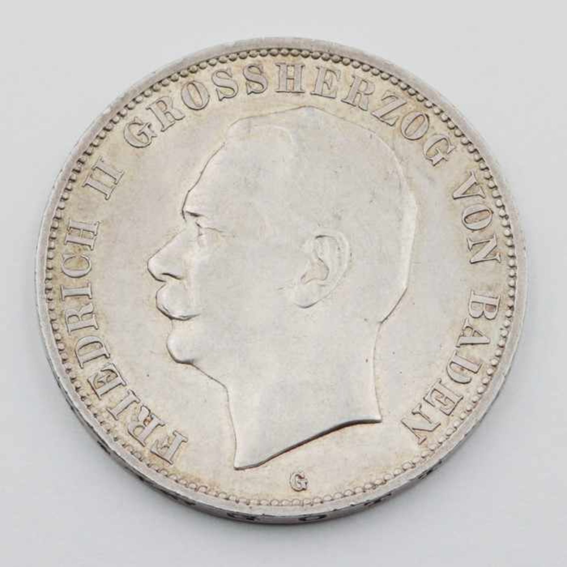 Deutsches ReichSilbermünze, 5 Mark,1913/G, Friedrich II Grossherzog von Baden , ss, Patina- - -20.00