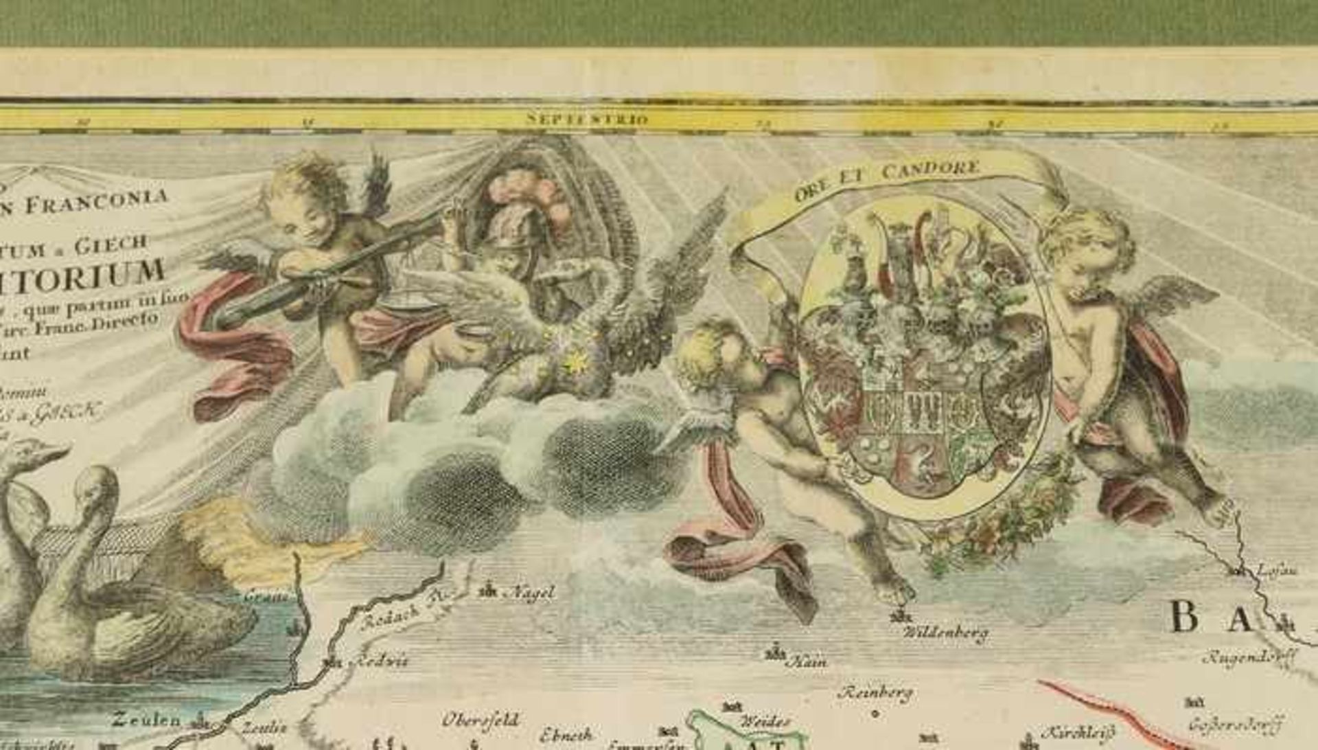Homann - Frankenum 1720, "Geographica Discriptio...Particulare Territorium...", Kupferstichkarte, - Bild 2 aus 3