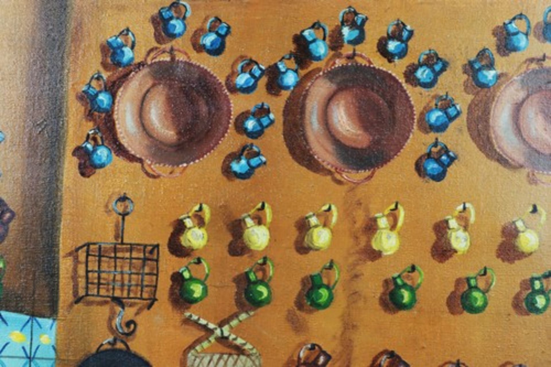 Labios, Roberto Agapito1898-1996, mexikanischer Künstler, "Mädchen in der Küche", Öl/Lwd., flächiger - Bild 4 aus 5