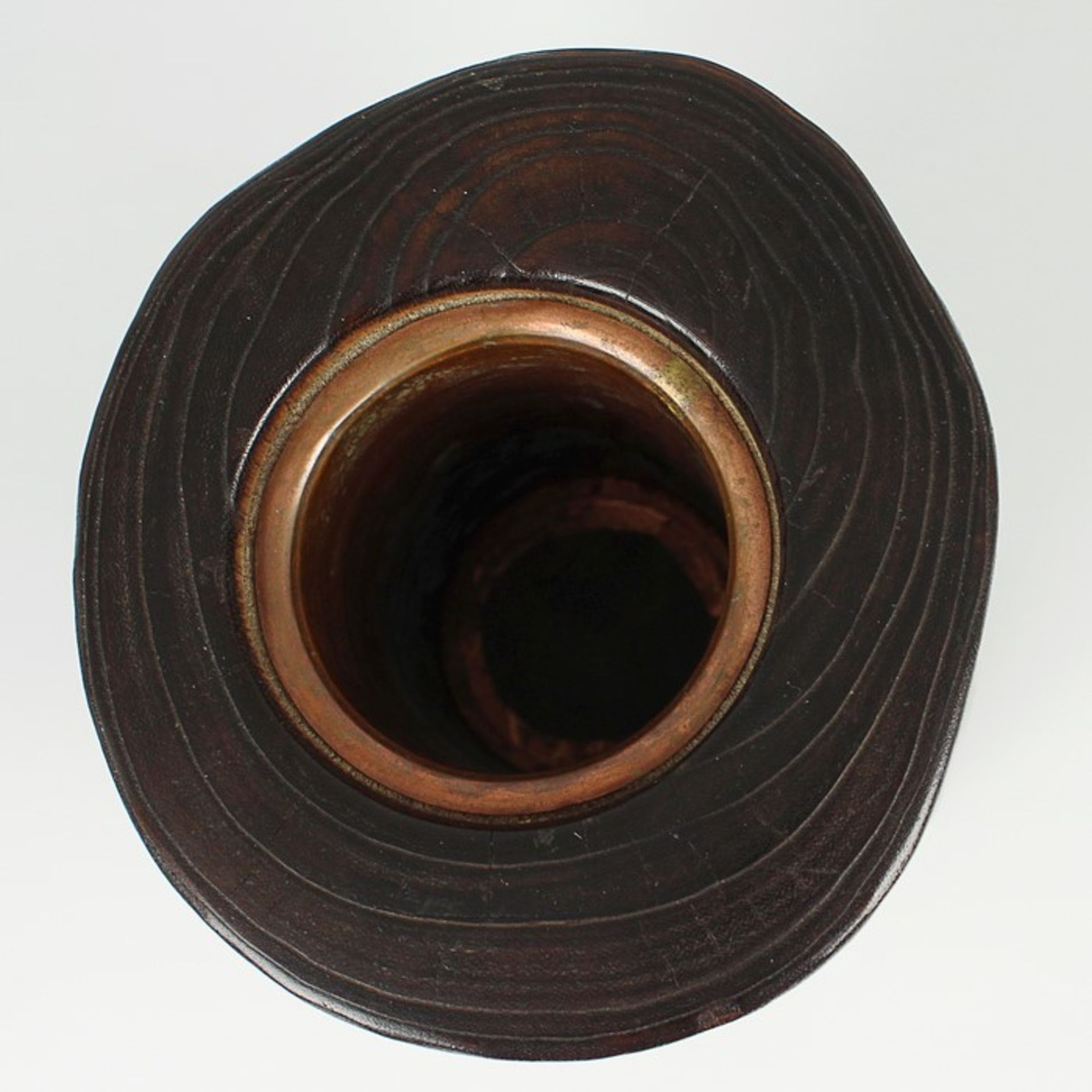 Vase - Japan20.Jh., hochwertiges Kunsthandwerk, Vase in Form eines Baumstamms ausgearbeitet, - Bild 3 aus 4