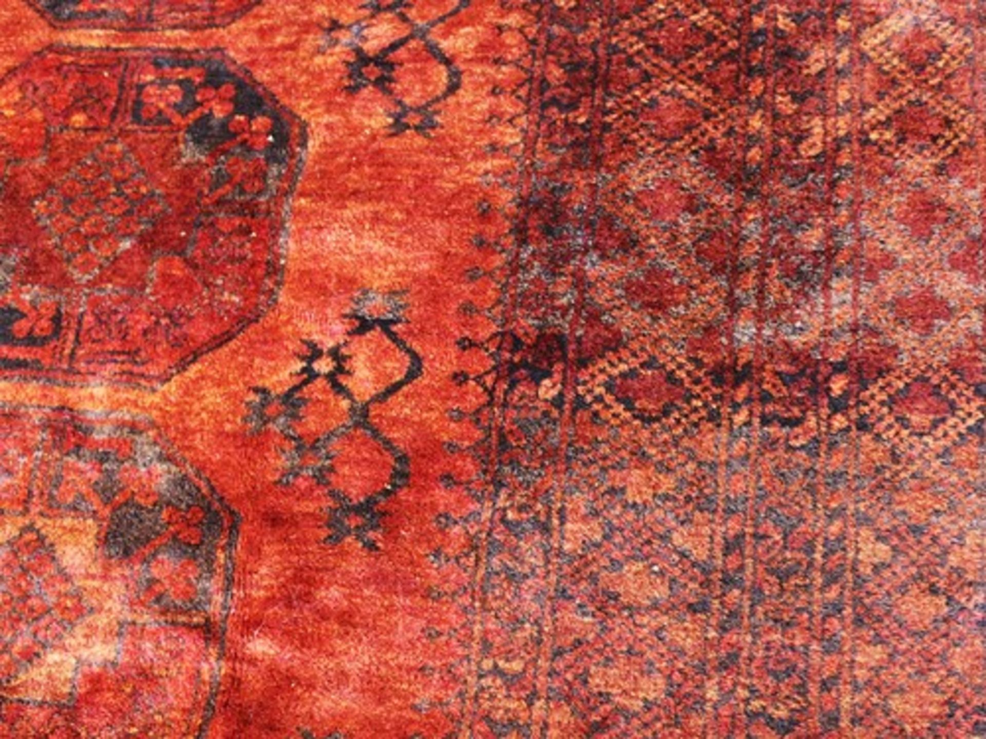 OrientteppichAfghanistan, Wolle/Wolle, hoher Flor, rot/gold, schwarz, mehrfach Bordüre, im Feld 2 - Image 8 of 8