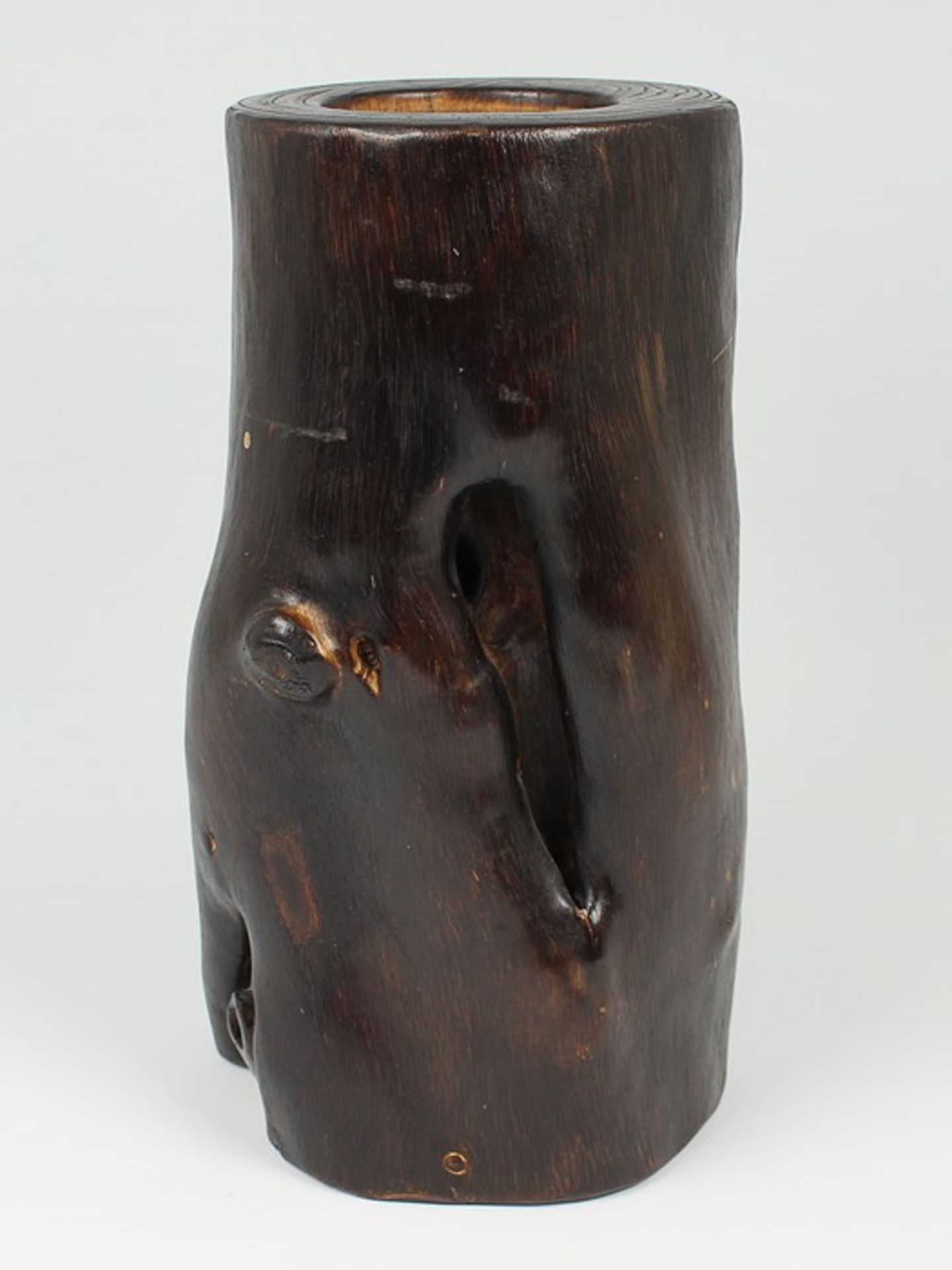 Vase - Japan20.Jh., hochwertiges Kunsthandwerk, Vase in Form eines Baumstamms ausgearbeitet, - Bild 2 aus 4
