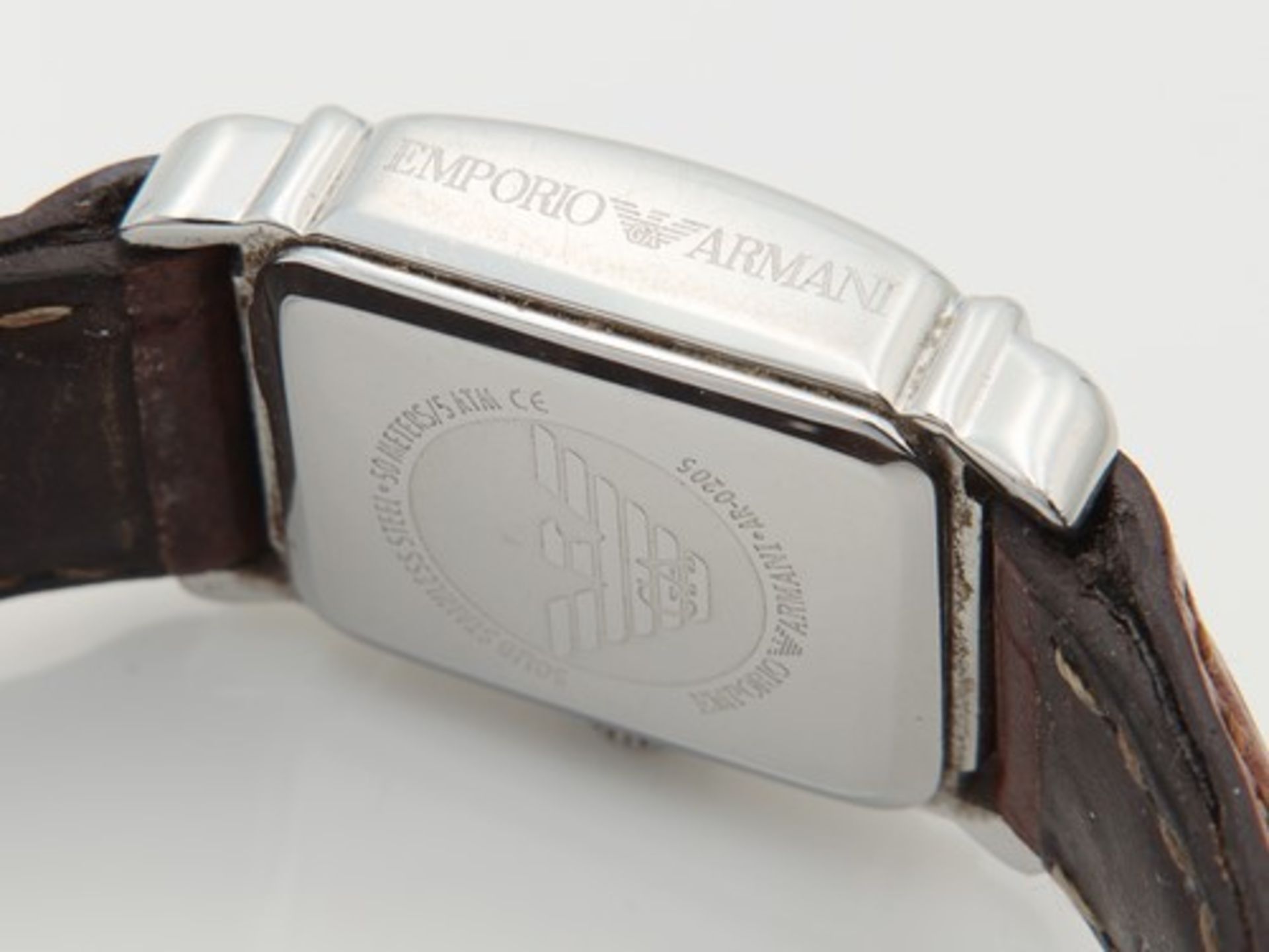 Emporio Armani - HerrenarmbanduhrEdelstahl, rechteckiges Gehäuse, ca.2,1 x 1,8cm, beigefarbenes - Bild 4 aus 8